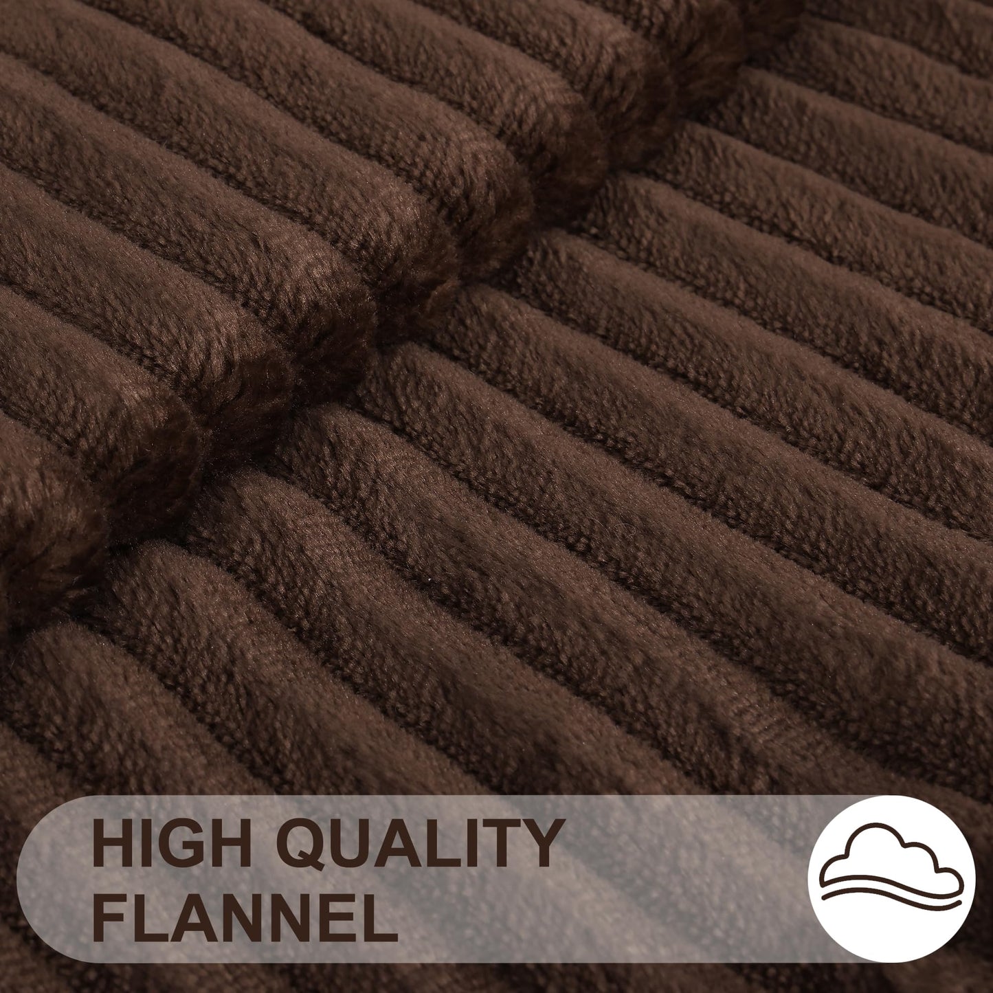 Brown Throw Pillow Covers 18x18 Set of 2, Soft Plush Flannel