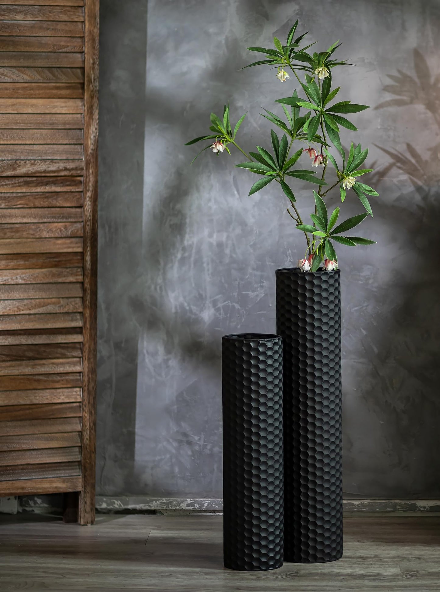 Black Tall Floor Decorative Vase Set
