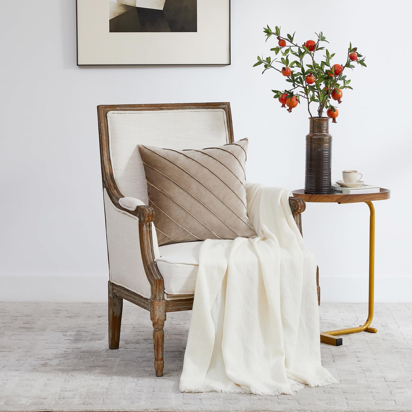 Tan Velvet Throw Pillow Covers Set