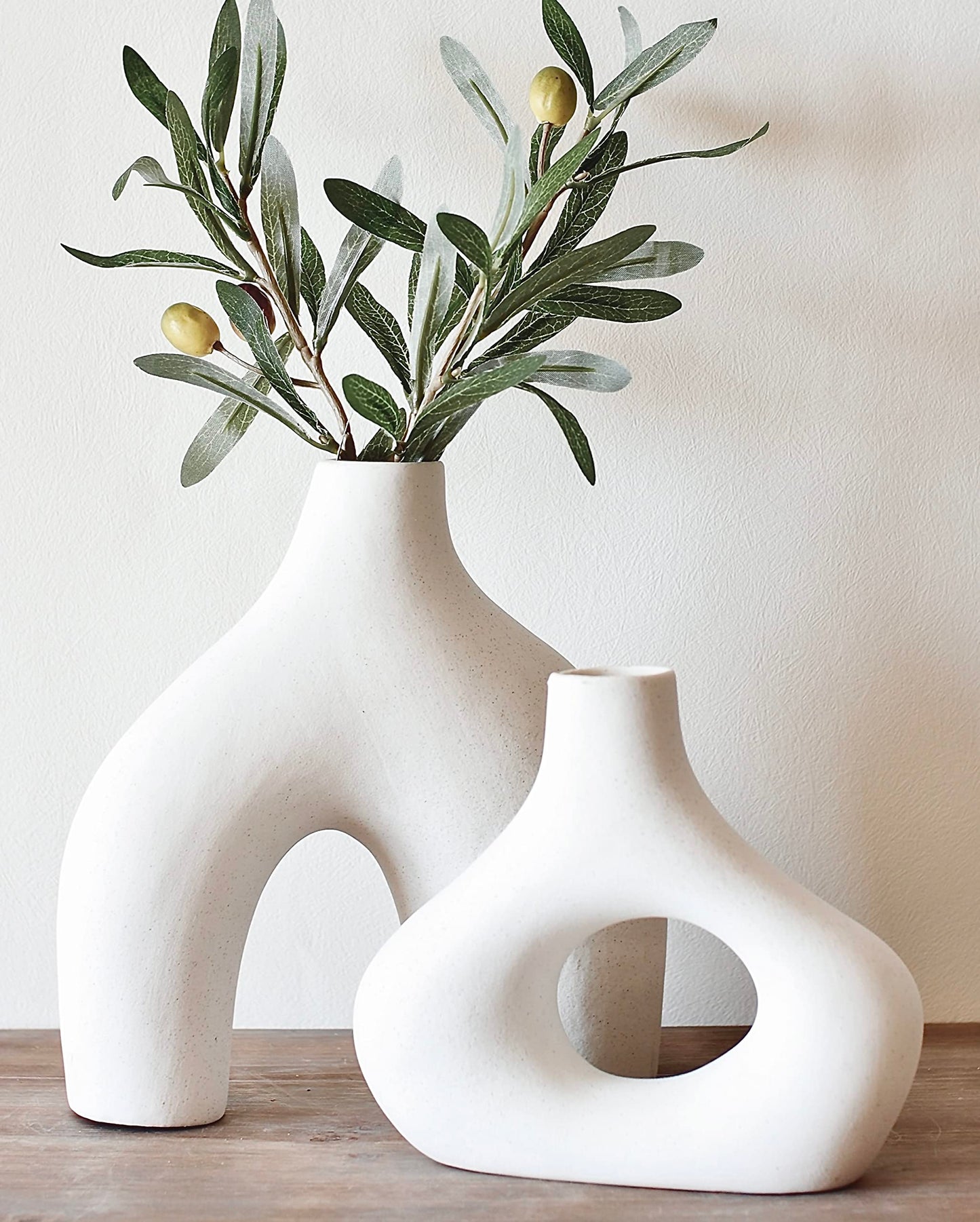 White Ceramic Hollow Vase Set