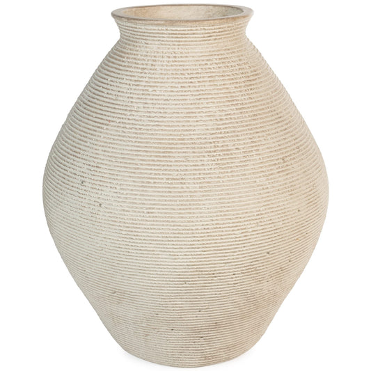 Modern Tan Vase, Distressed Polyresin