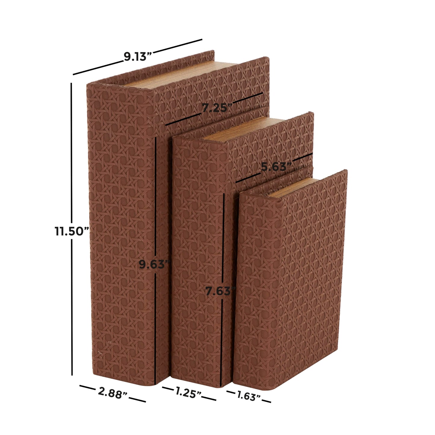 Brown Faux Leather Decorative, Book Shaped Boxes