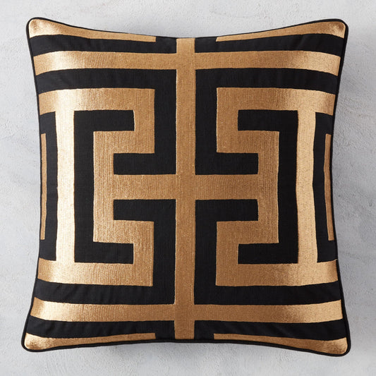 Black and Gold Throw Pillow Cover, Lined Decor