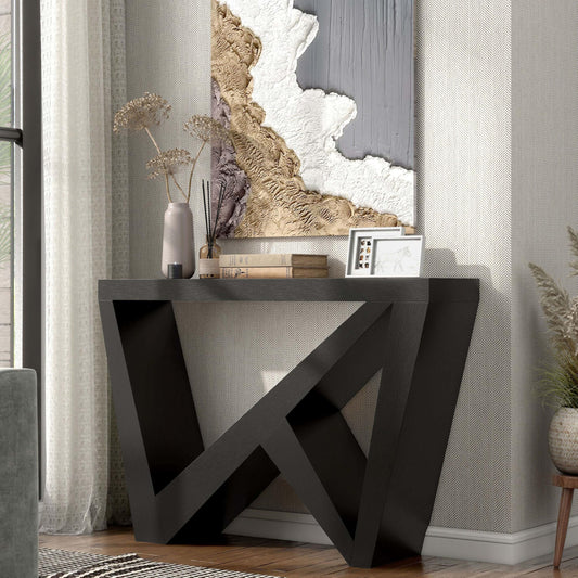 Black Console Table with W-Shaped Legs, Modern Accent
