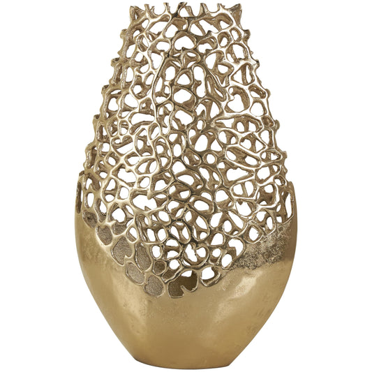 Gold Rounded Centerpiece Vase, Unique Open Lattice