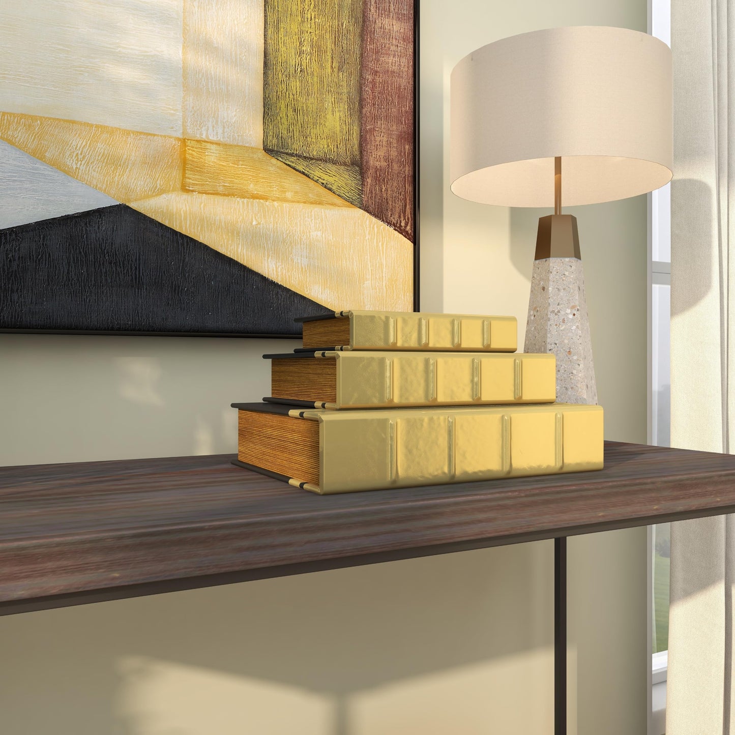 Black and Gold Faux Leather Decorative, Book Shaped Boxes