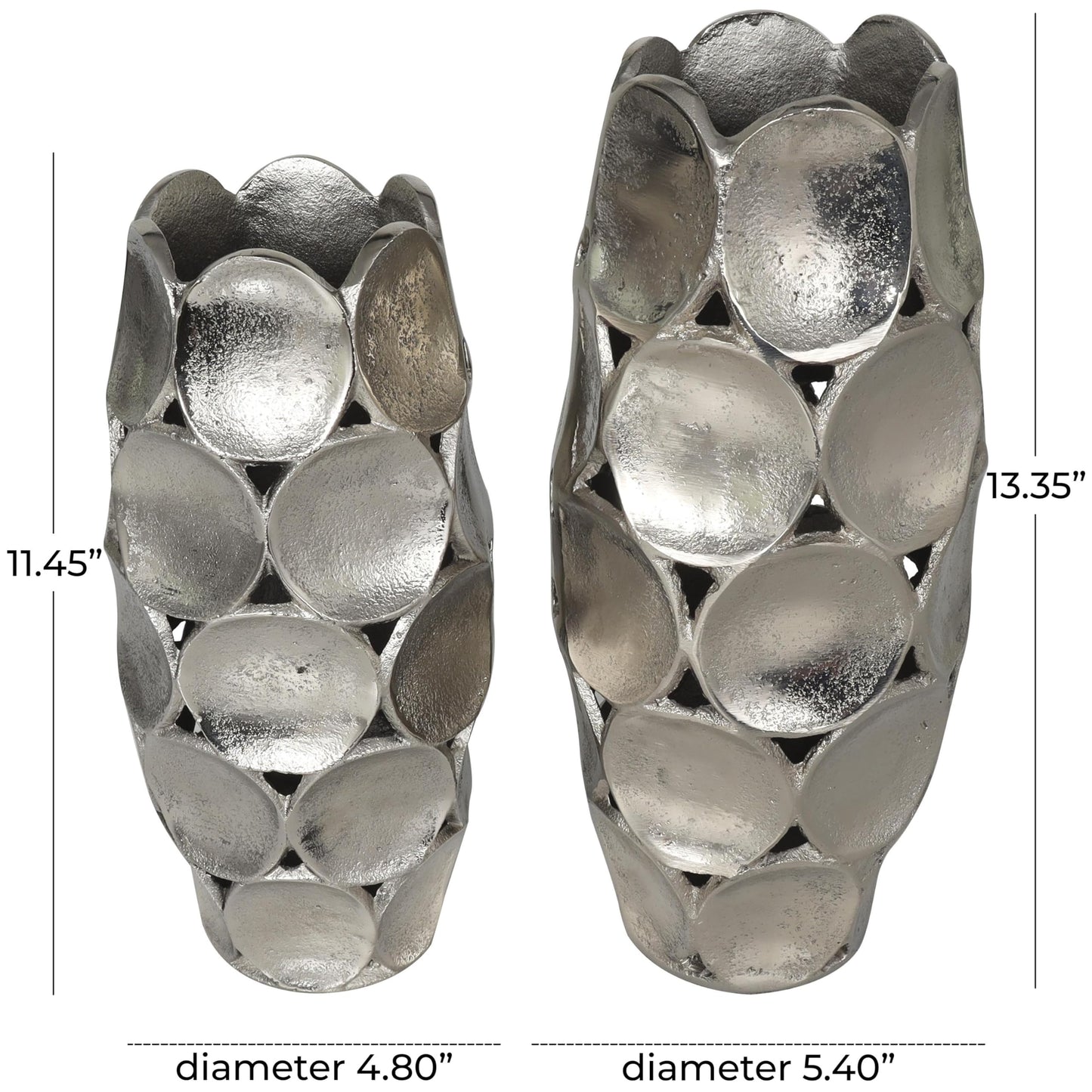 Silver Geometric Centerpiece Vase Set, Open Framed