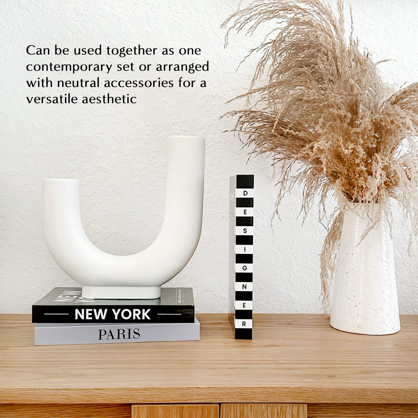 Black and White Fashion Books Decor Set of 3, Hardcover for Home