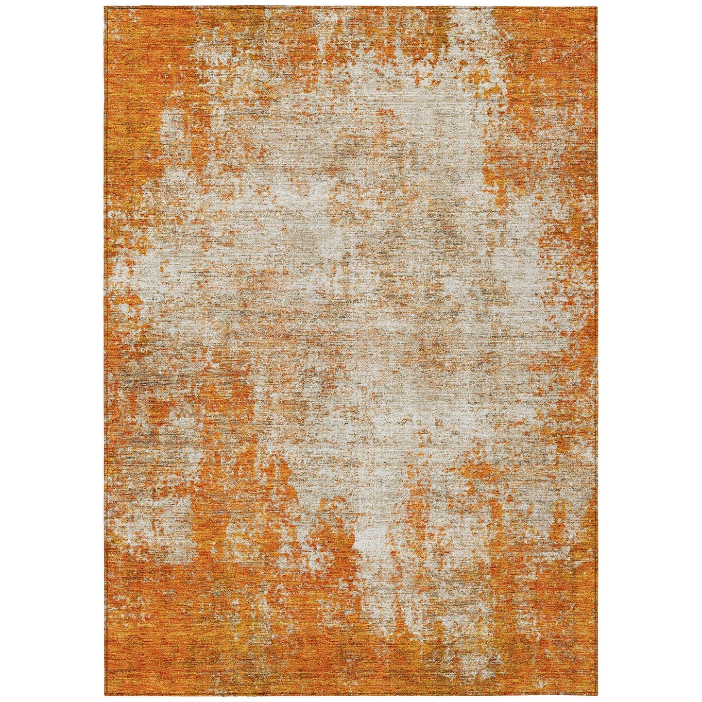 Orange Abstract Area Rug 8' x 10' Indoor/Outdoor