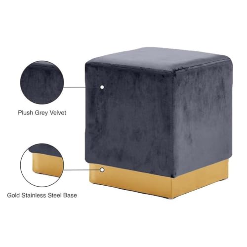Grey Modern/Contemporary Velvet Ottoman Stool