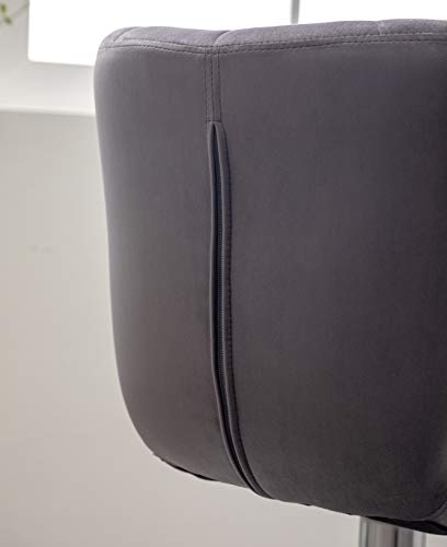 Barstools Set of 2, Adjustable Swivel, Gray Velvet