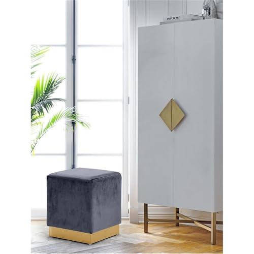 Grey Modern/Contemporary Velvet Ottoman Stool