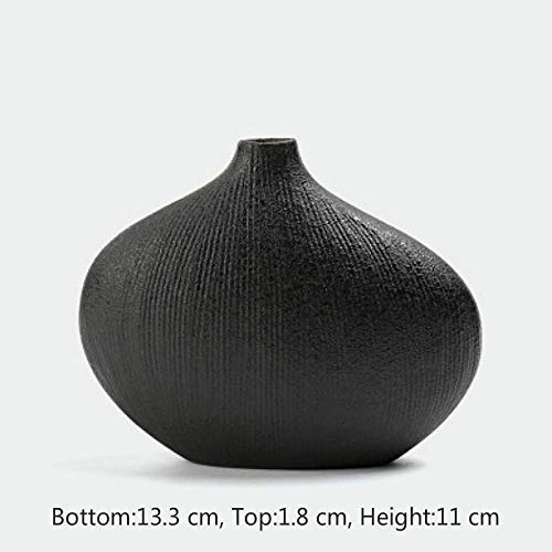 Black Ceramic Round Vase for Tabletop Decor