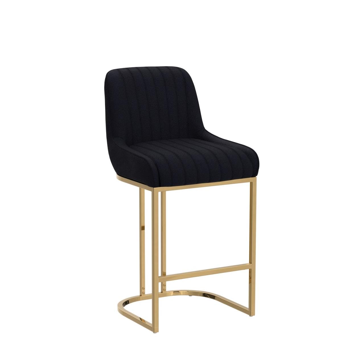 Bar Stools Set of 2,  26" Counter Height, Black - Velvet