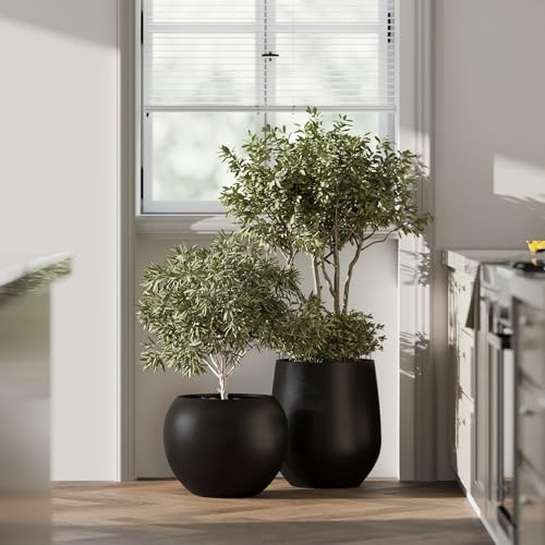 Black Round Sphere Planter Modern, Medium