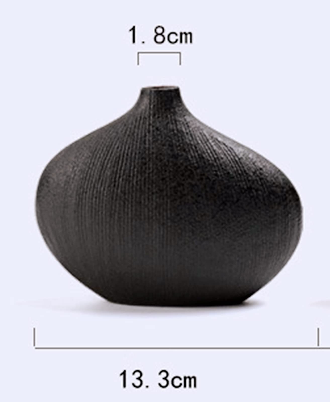 Black Ceramic Round Vase for Tabletop Decor