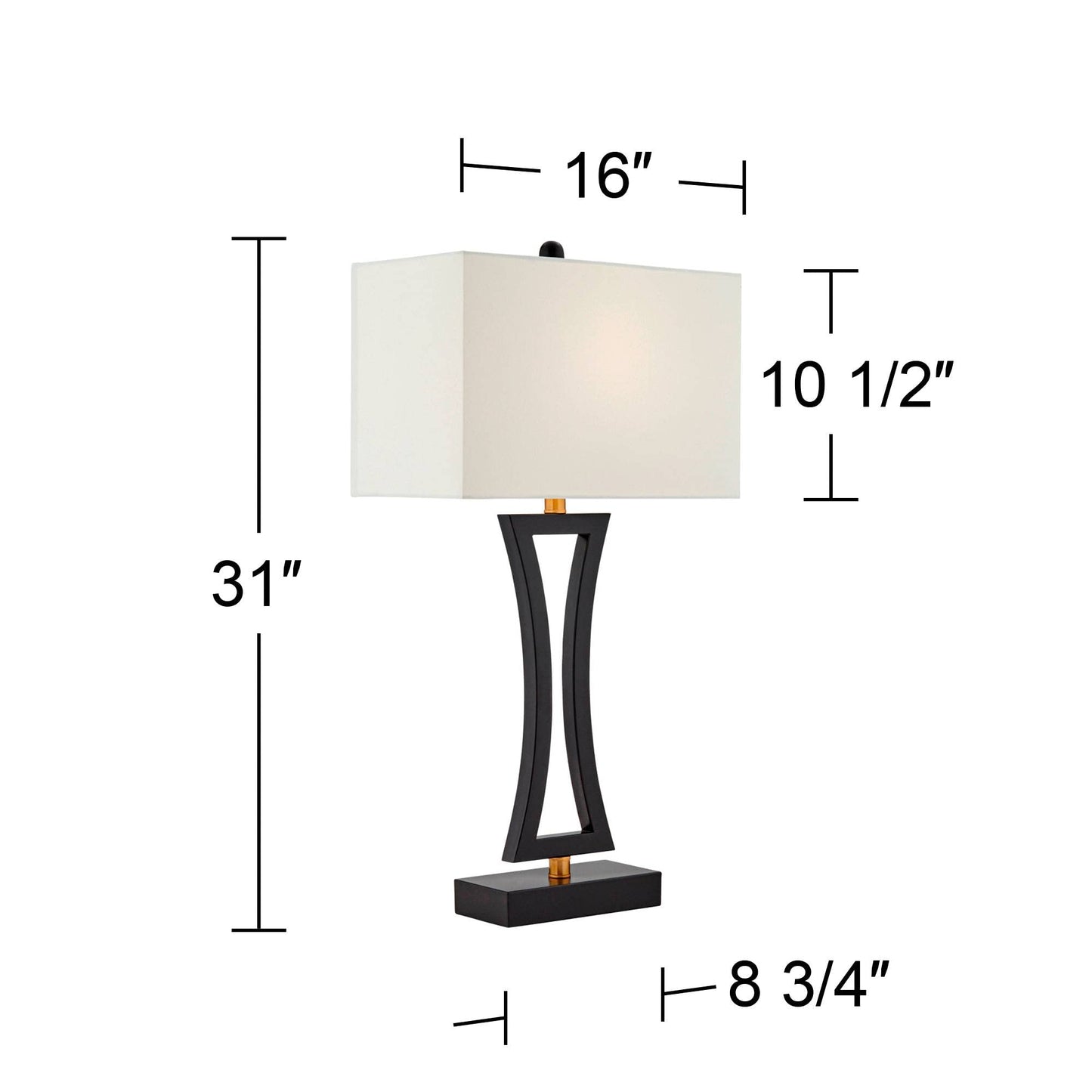 Black Modern Table Lamps 31" Tall Set of 2 with USB Charging Port
