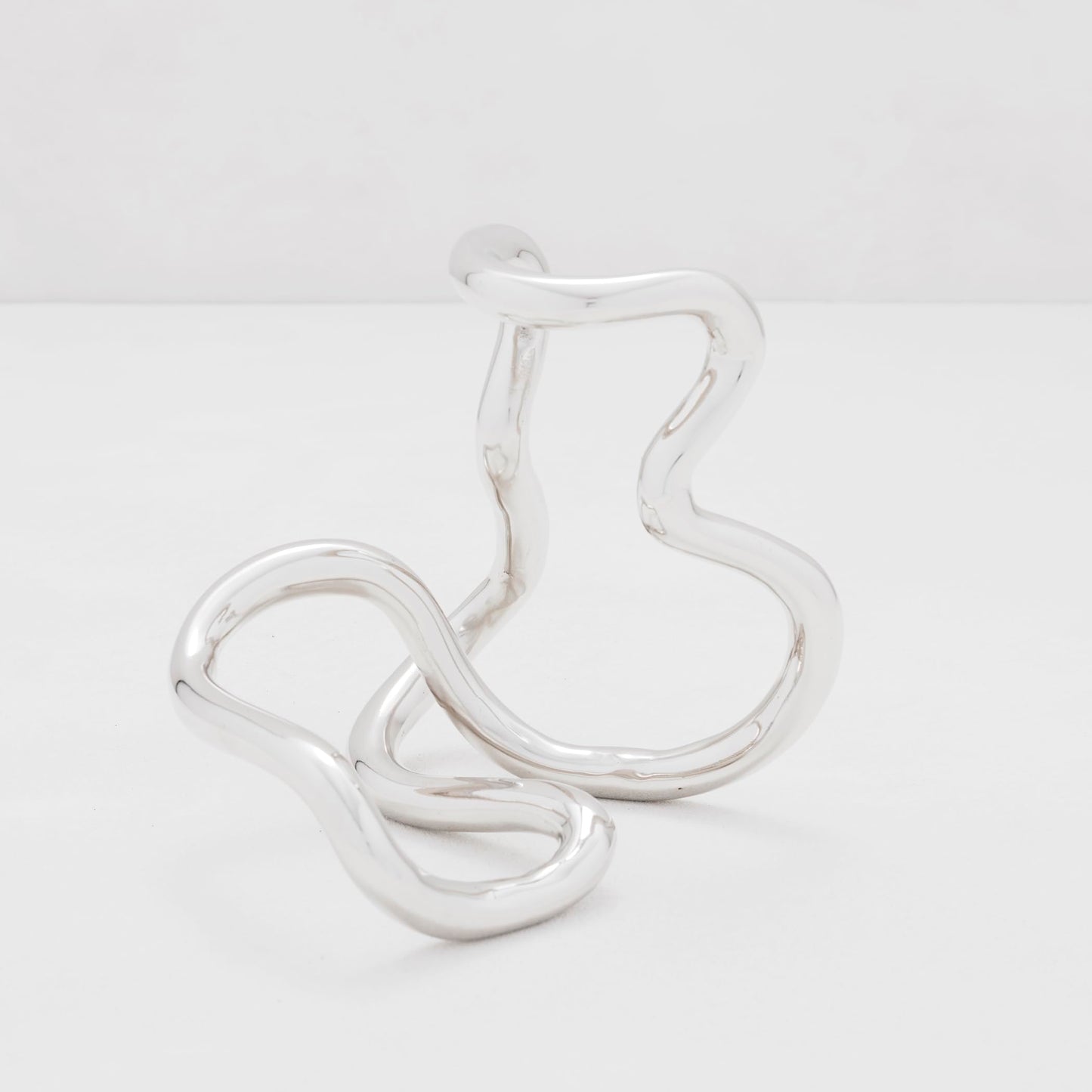 Silver Abstract Sculpture, Modern Mirror-Finish Aluminum Art