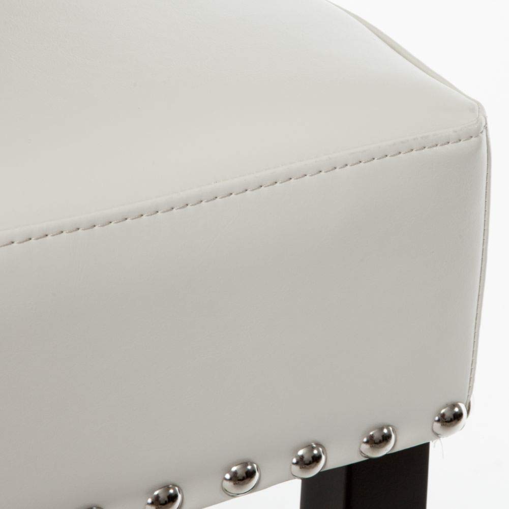 Ivory Backless Studded, Leather Barstools, 2-Pcs Set