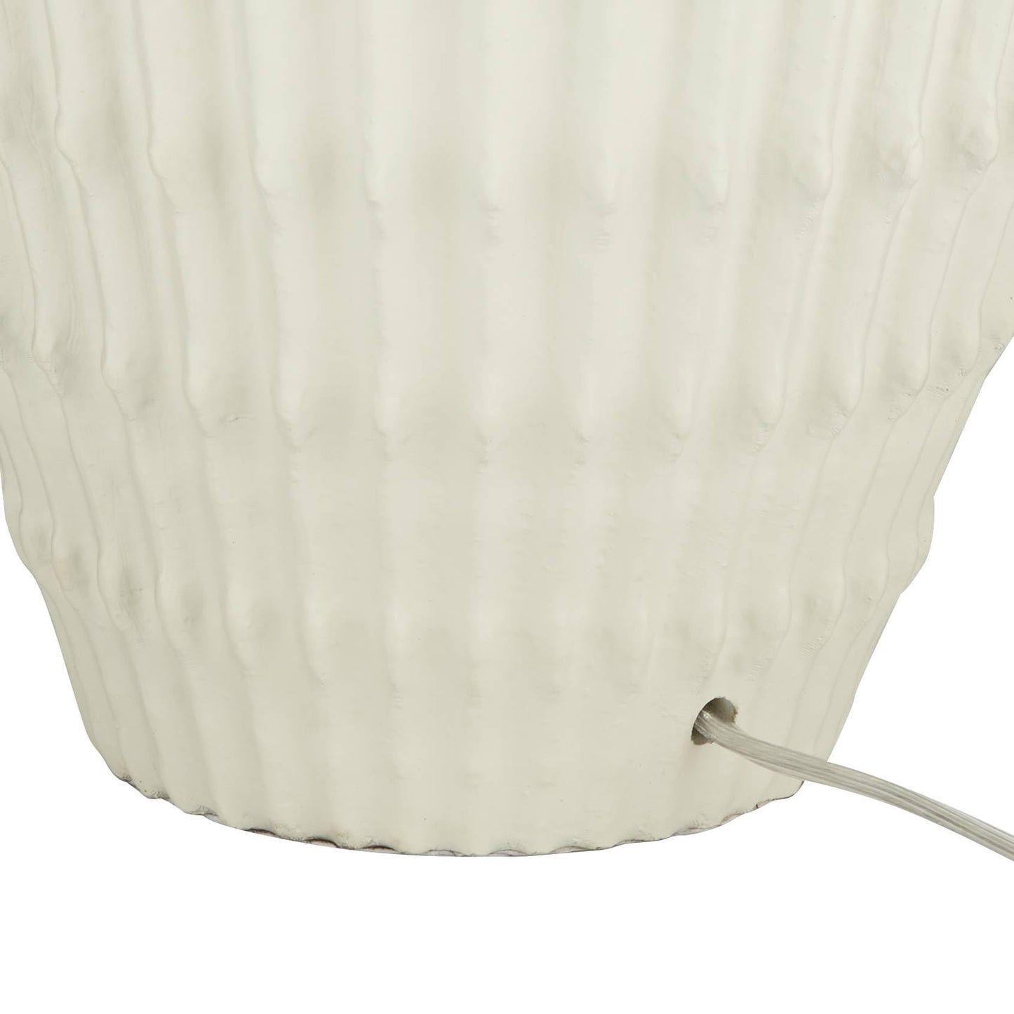 White-Ivory Table Lamp, 30" Tall Large Modern, Coastal Ridge Pattern
