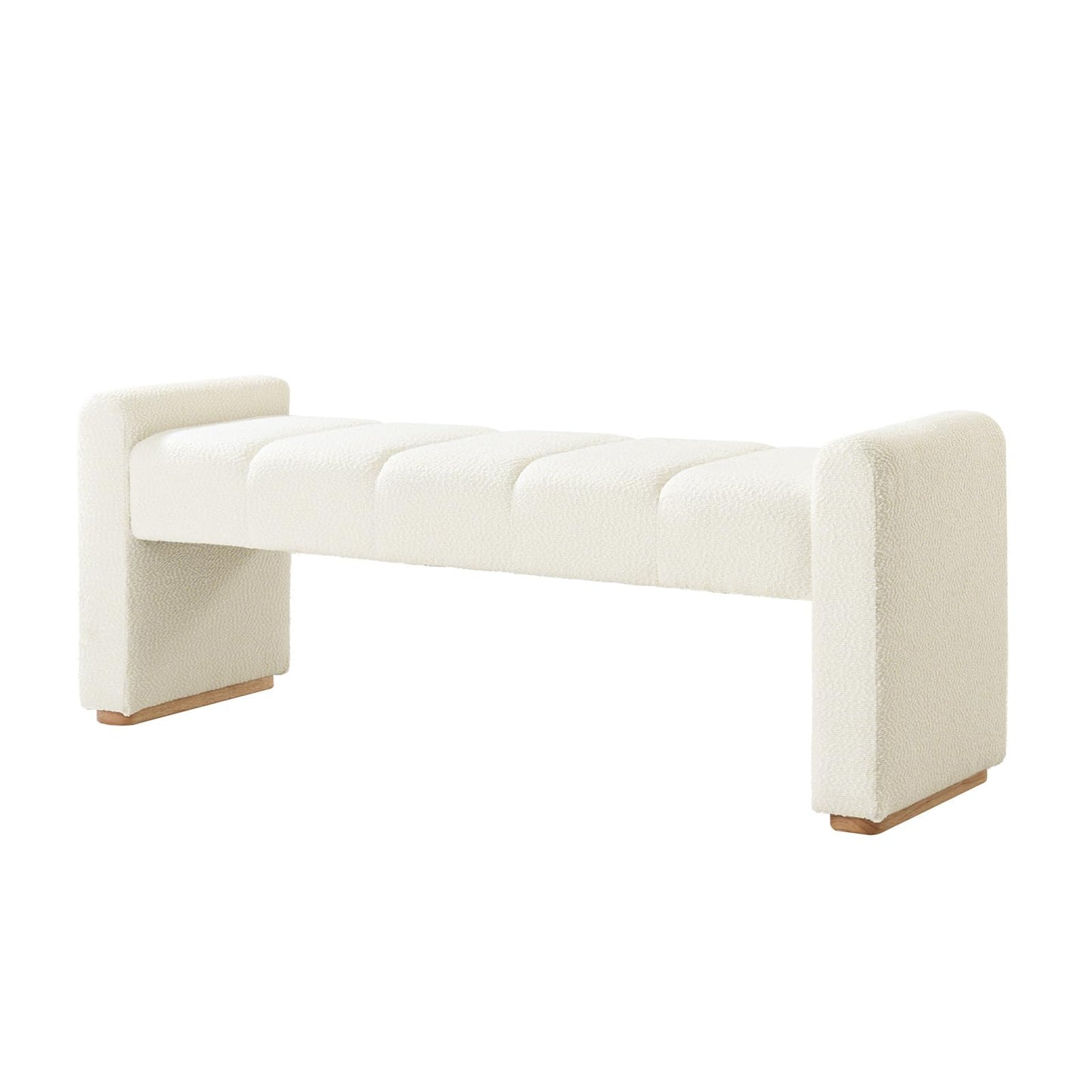 White Modern Bench for Entryway, 55" Seating