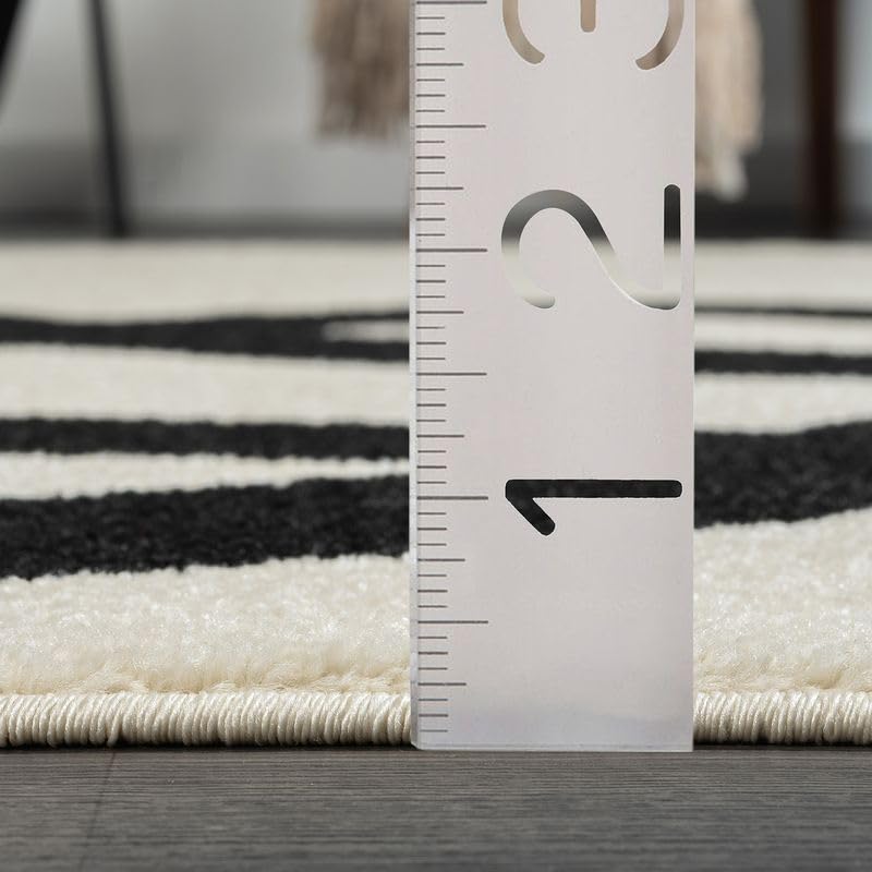 Beige and Black Abstract, Line Design 8"x10" Area Rug