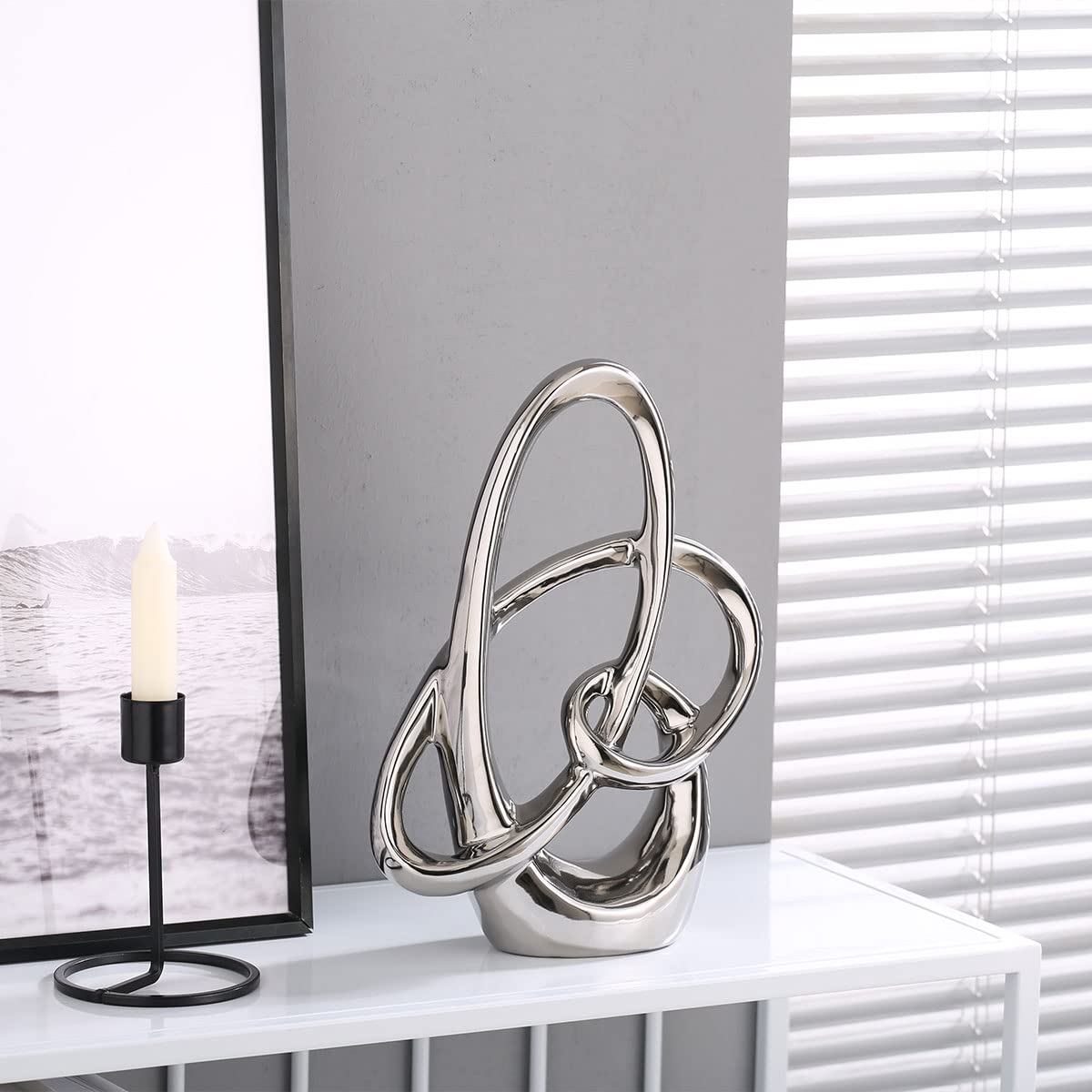 Modern Silver Sculpture Statue Home Décor