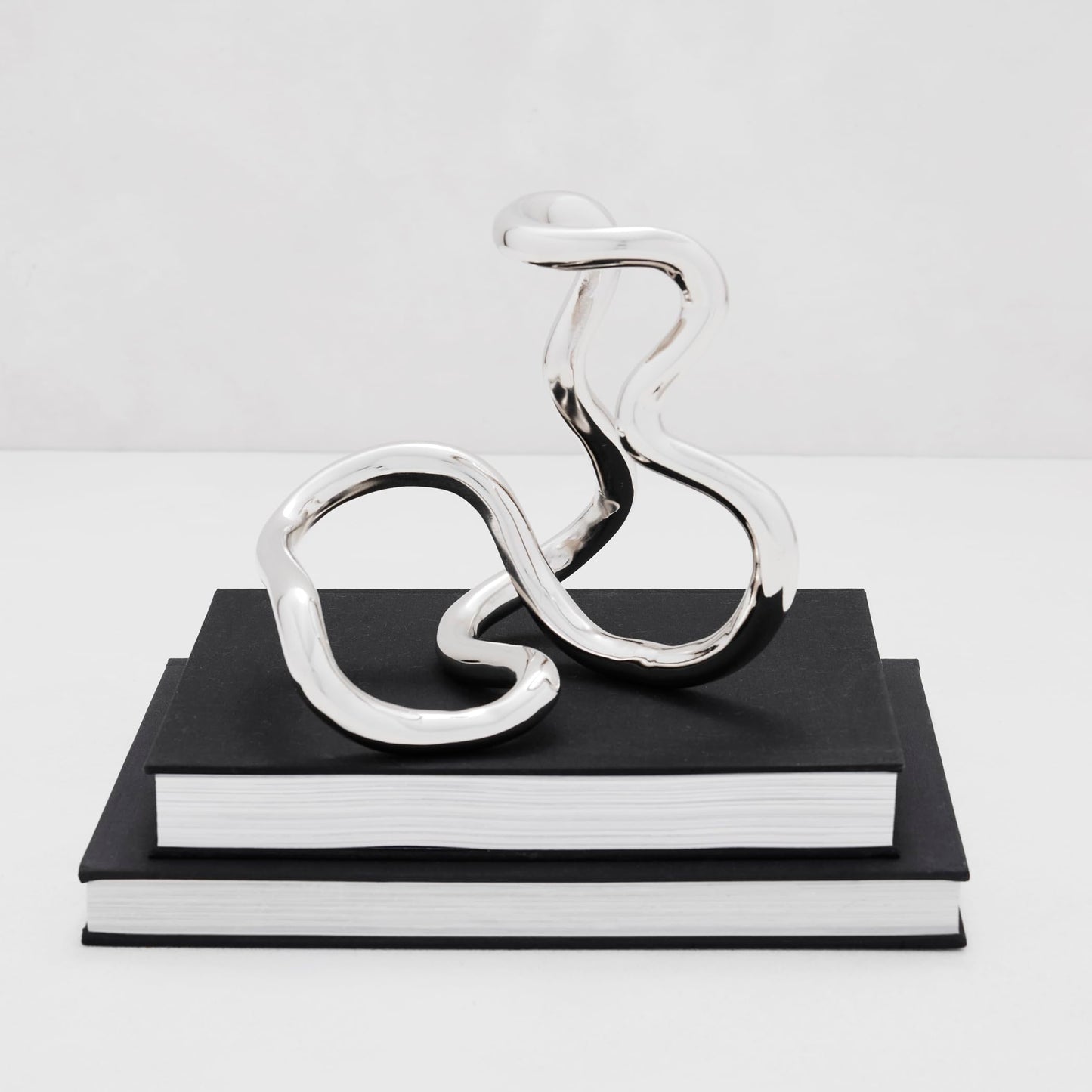 Silver Abstract Sculpture, Modern Mirror-Finish Aluminum Art