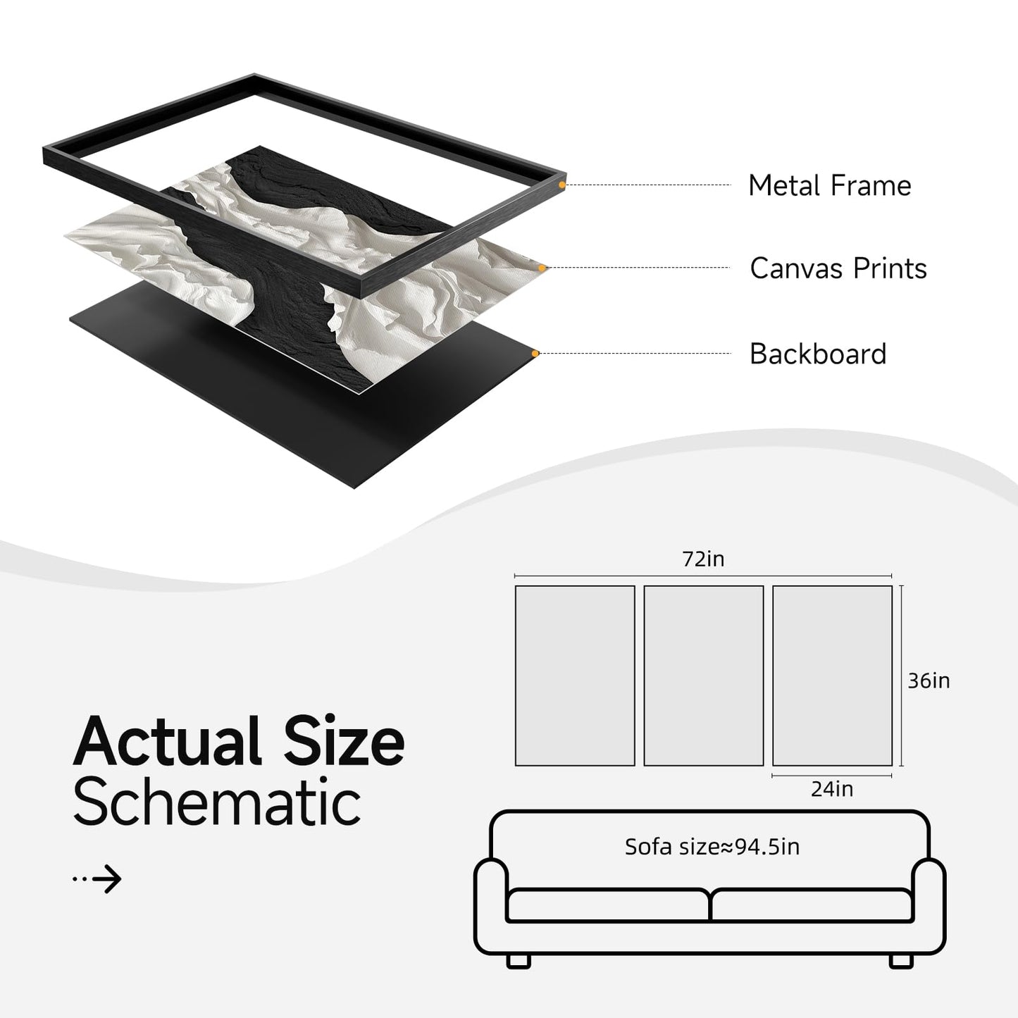 Black & White Abstract Wall Art, 24" x 36" Framed Prints