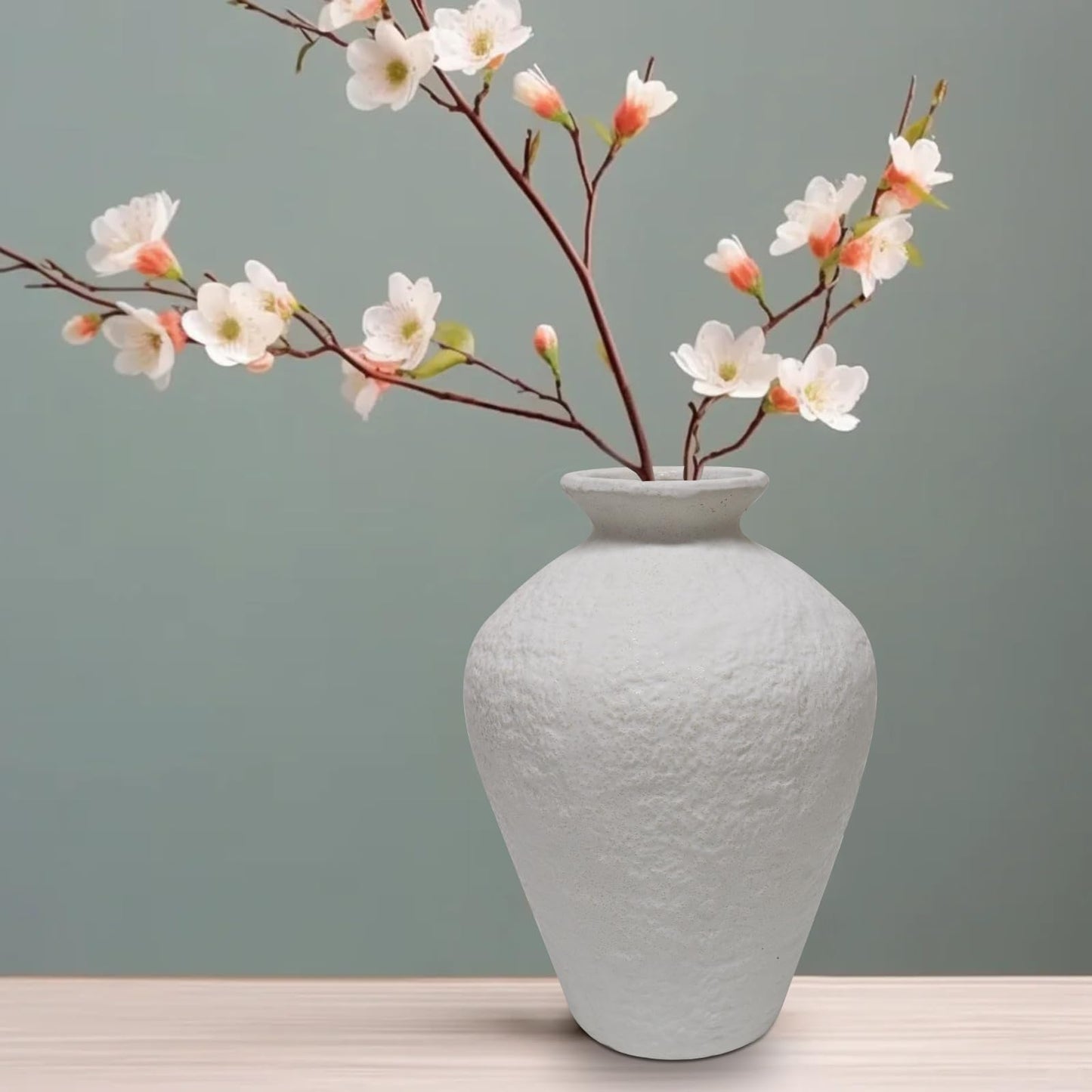 White Rustic Ceramic  Modern Vase, Antique Terra Cotta