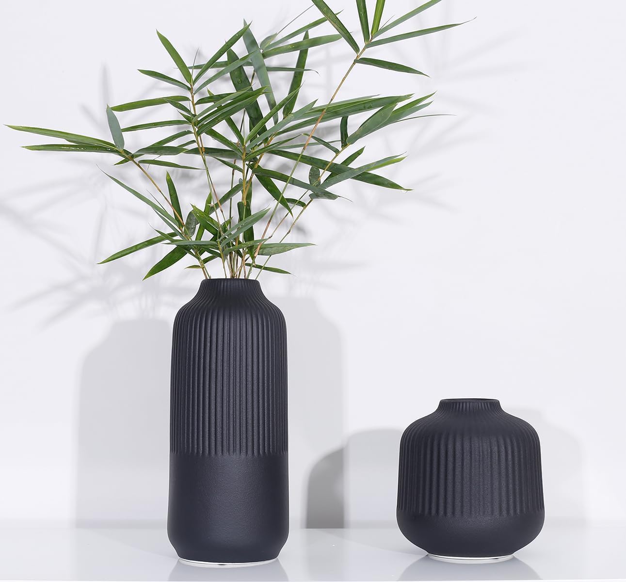 Black Ceramic Flower Vase Set, Large