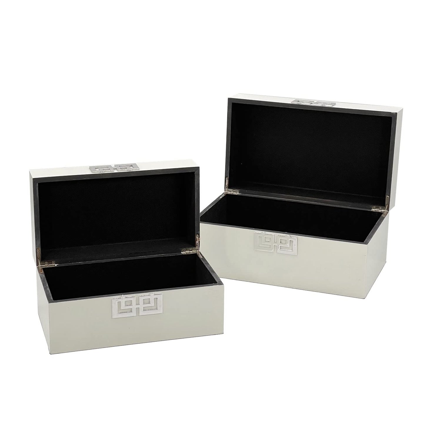 White - Silver Decorative Storage Boxes with Lid, Classic Design
