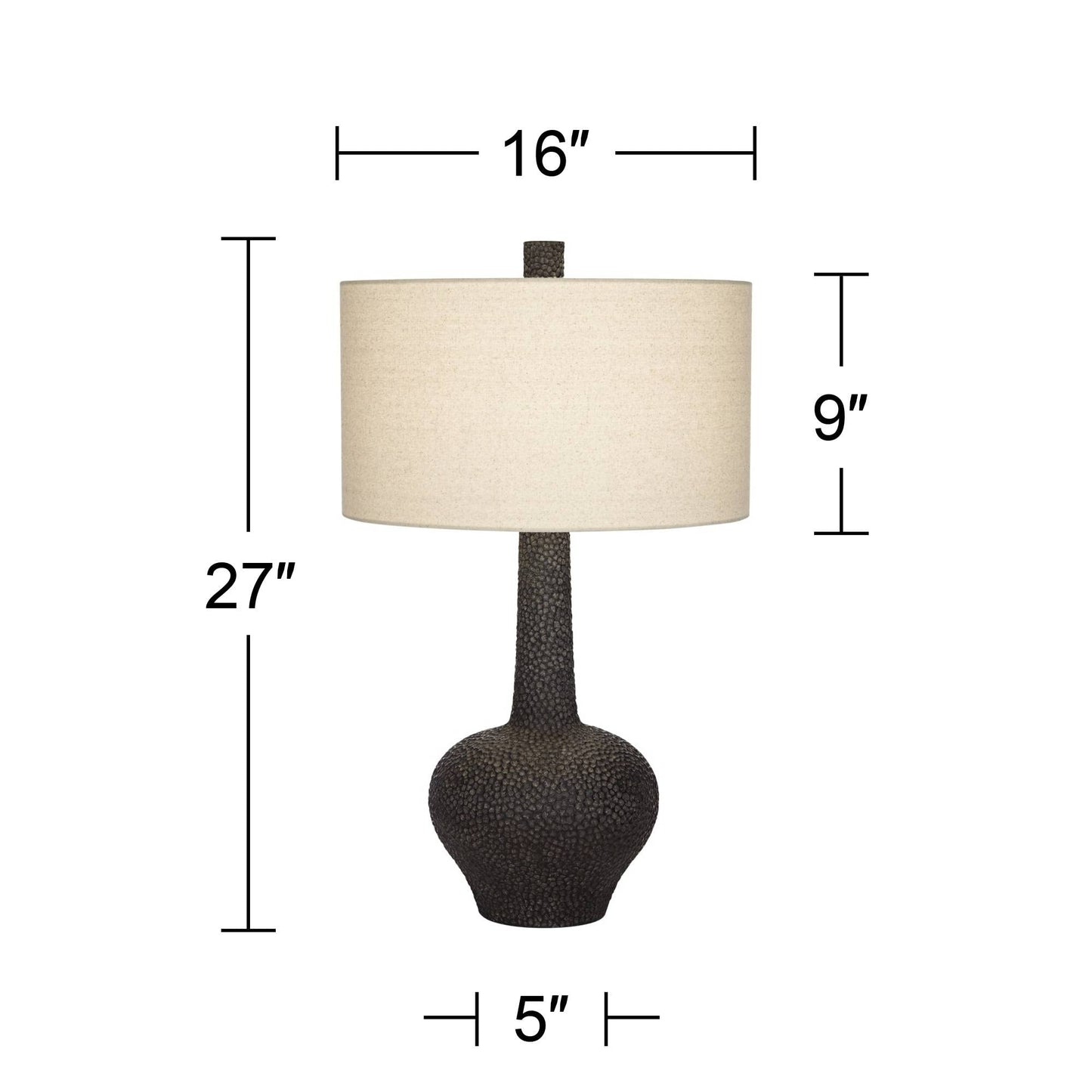 Black Modern Table Lamp, 27" Tall Black Pebbled Pattern