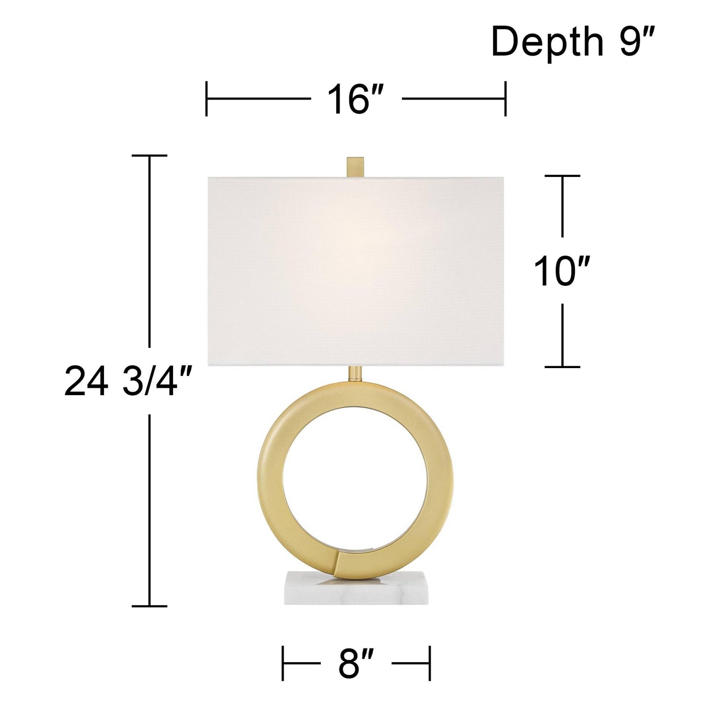 Gold Table Lamp, 24 3/4" Modern Round
