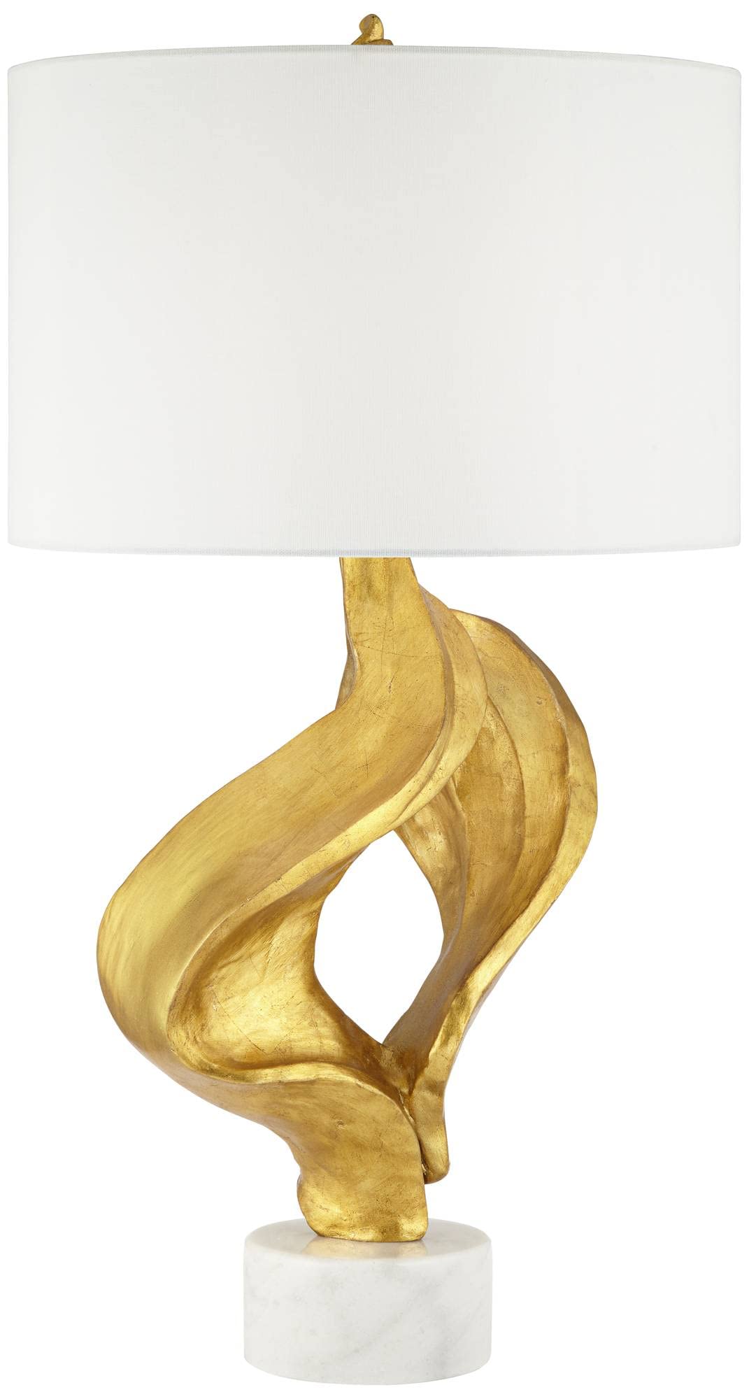 Gold Table Lamp 31" Tall, Sculptural Modern Luxury