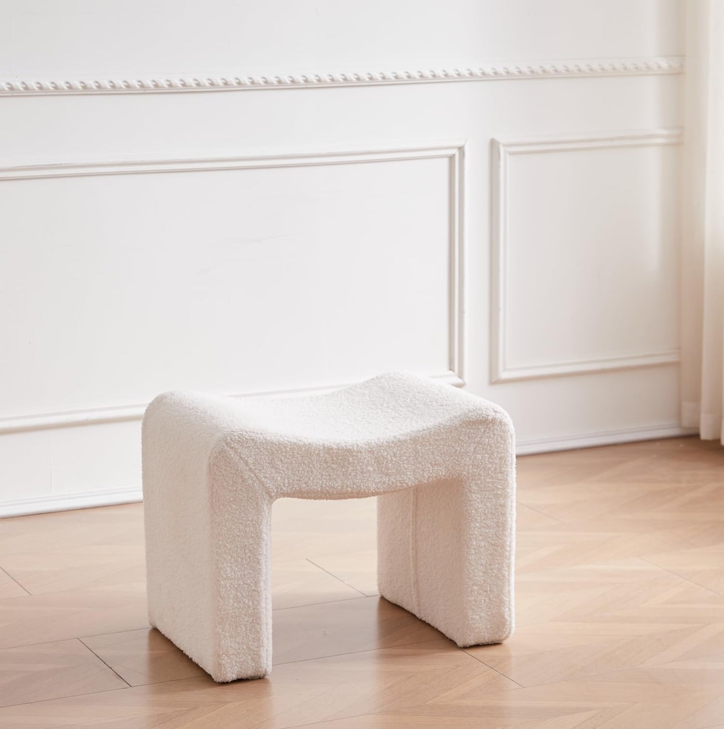 White Modern Bench, Ottoman Seat