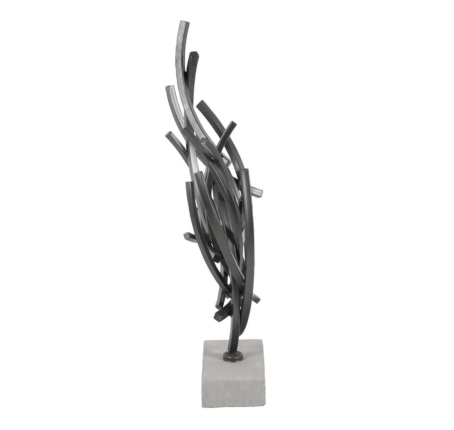 Gray Abstract Sculpture, Statue Decor with Marble Base