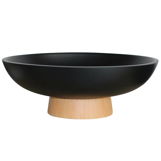 Black Modern Resin Pedestal Bowl – Large Fruit Bowl for Kitchen Counter