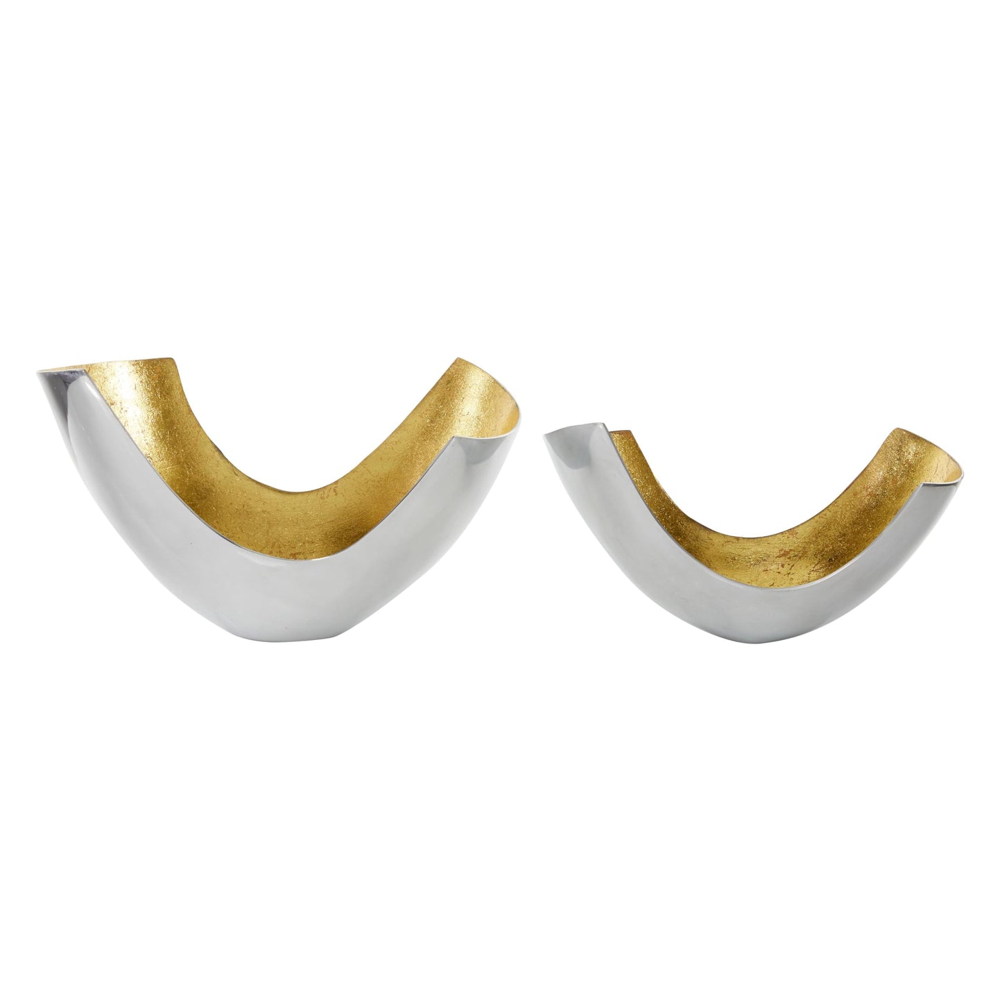 Aluminum Metal Decorative Bowl Gold Interior