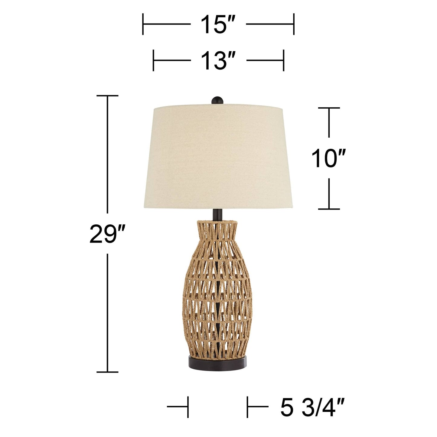 Brown - Oatmeal Wicker, Modern Table Lamps 27" Tall Set of 2