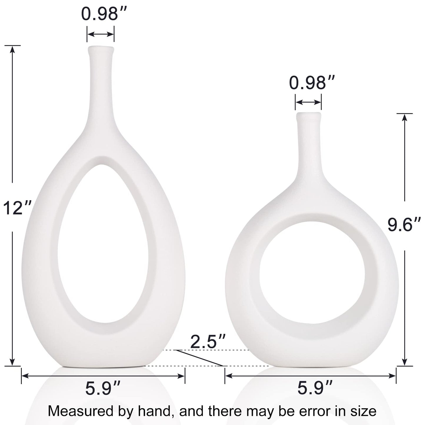 White Ceramic Hollow Vase Set