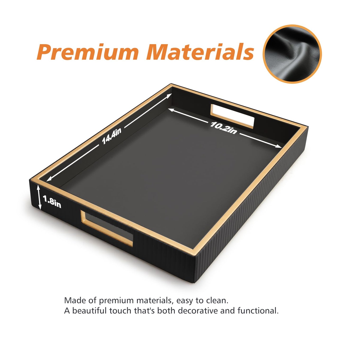 Black Rectangle Tray with Handles
