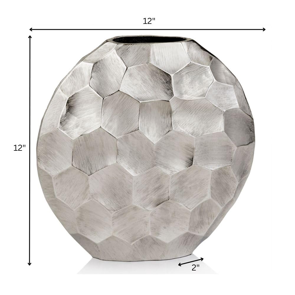 Round Silver Vase, Modern Decor