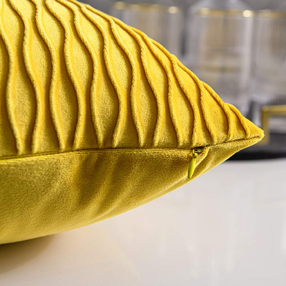 Mustard Yellow Throw Pillow Covers, Set of 2, 20x20"