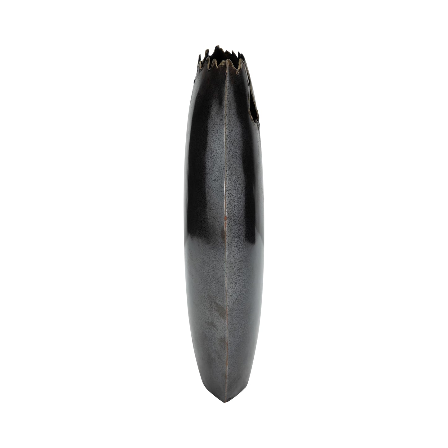 Black Metal Chipped Vase, Unique Accent Decor