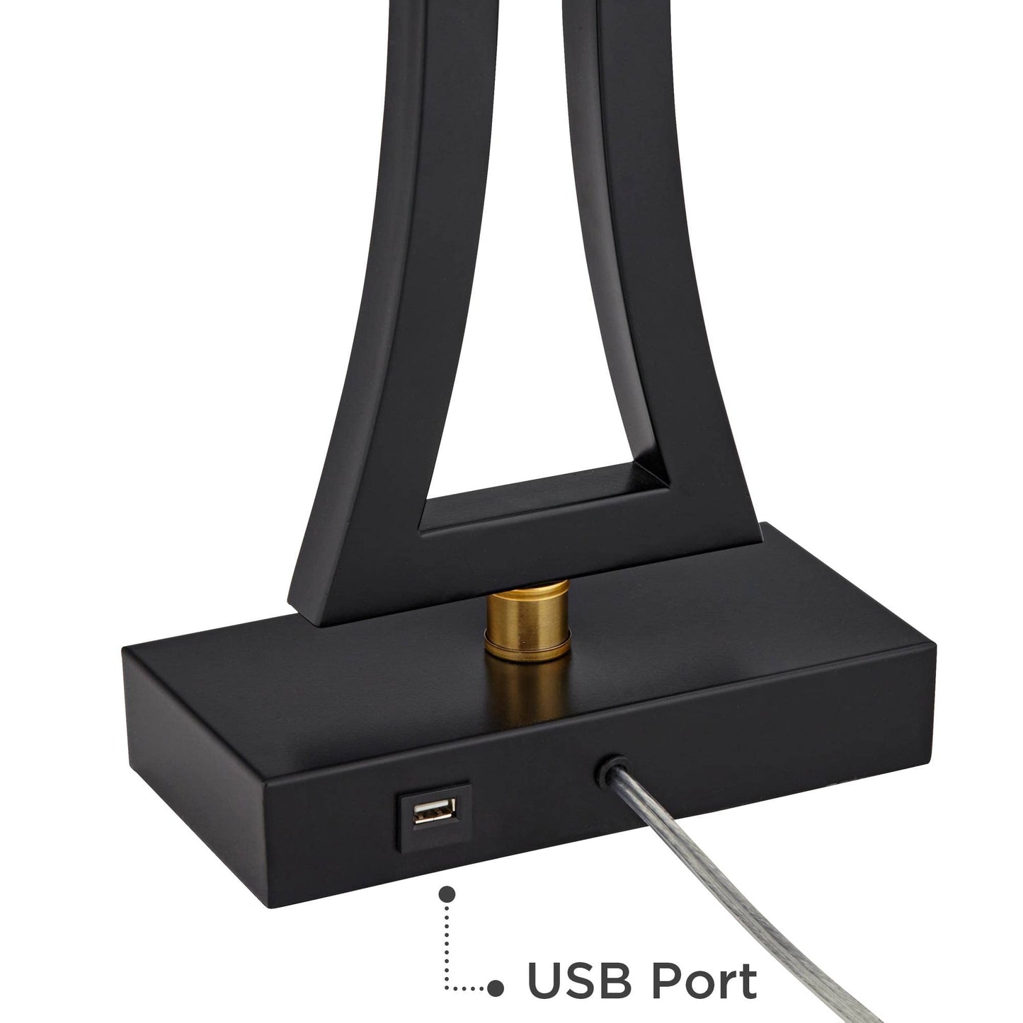 Black Modern Table Lamps 31" Tall Set of 2 with USB Charging Port