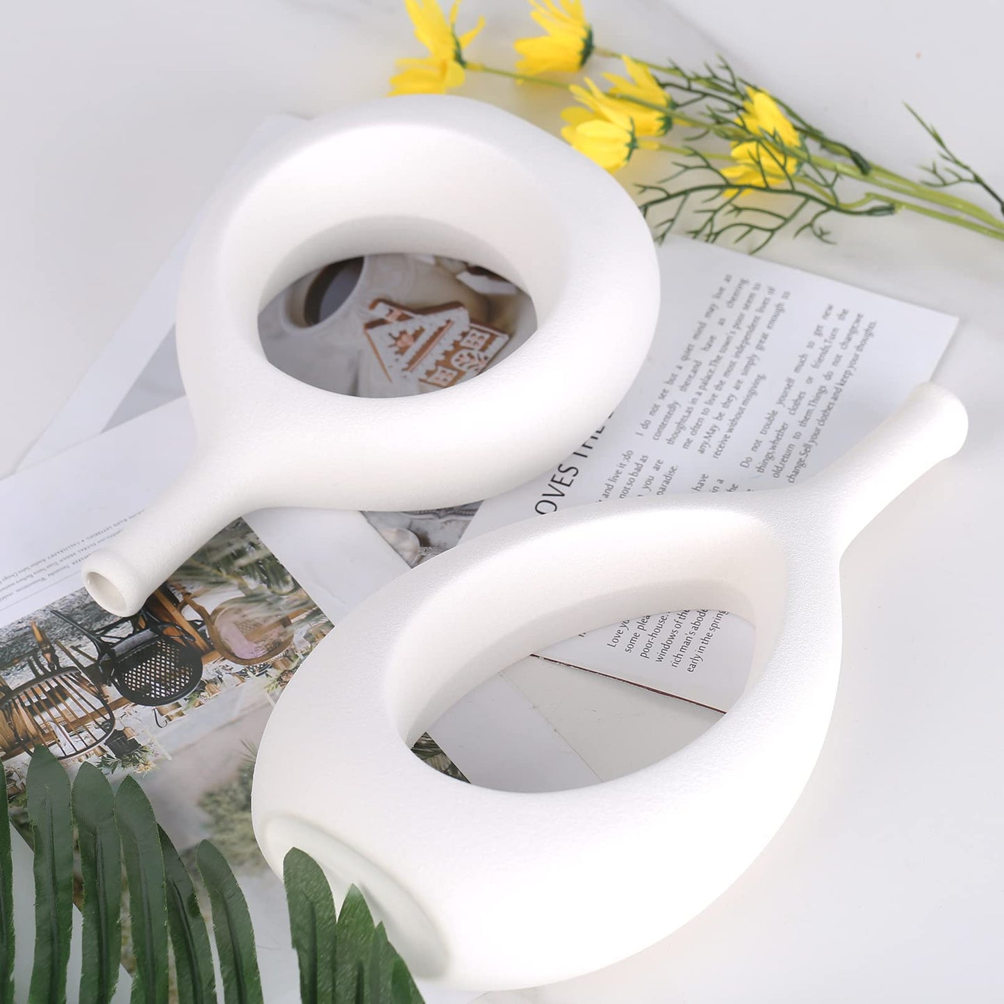 White Ceramic Hollow Vase Set