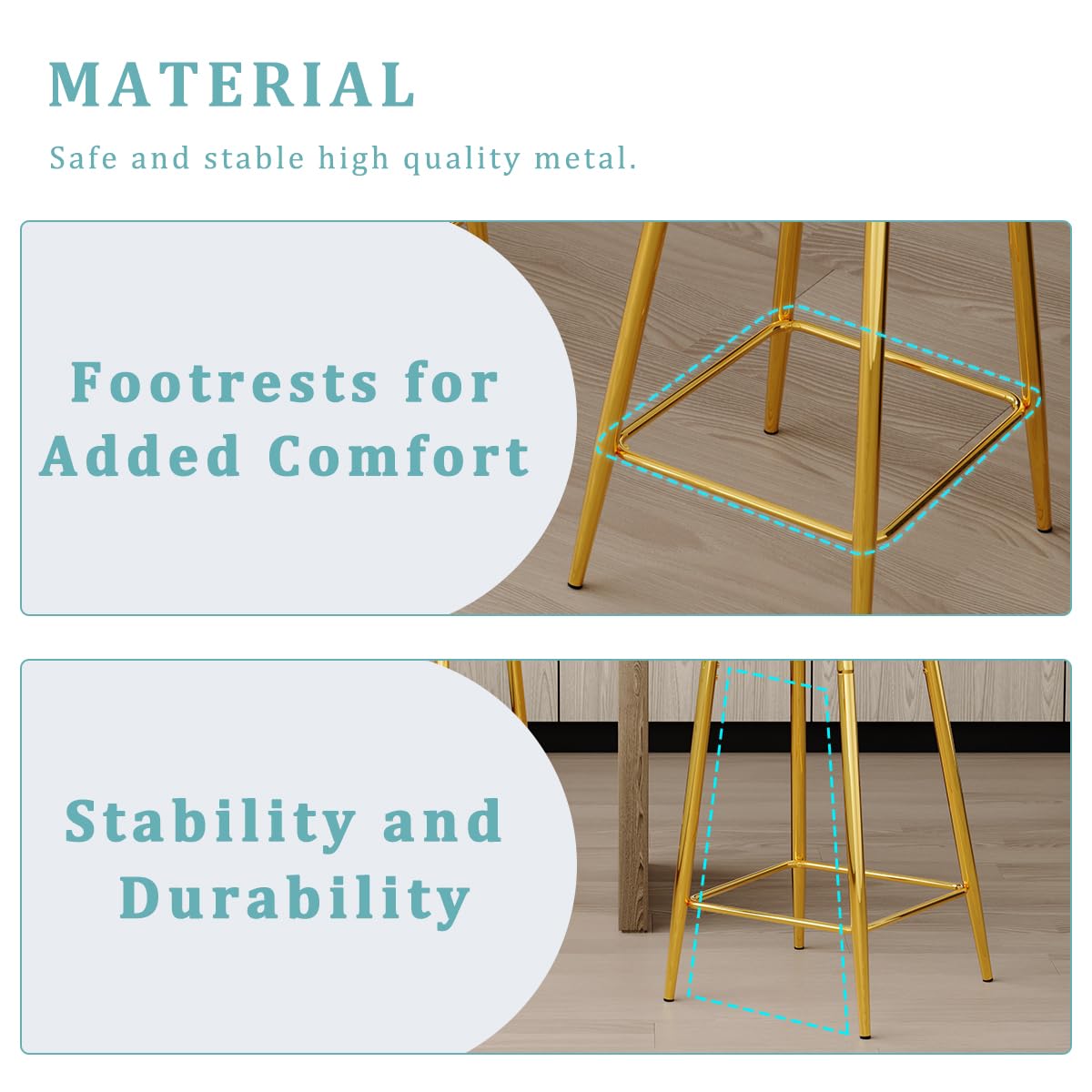 Clear Acrylic Backrest Bar Stools w/Gold Legs, 26" Counter Height