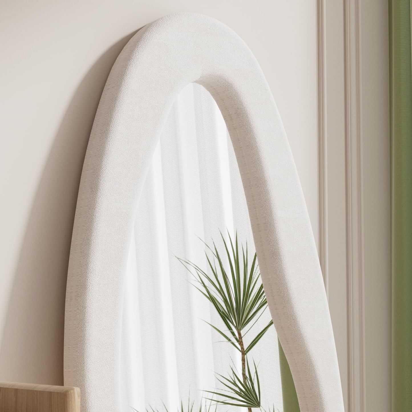 White Wavy Full Length Floor Mirror, Hanging or Leaning