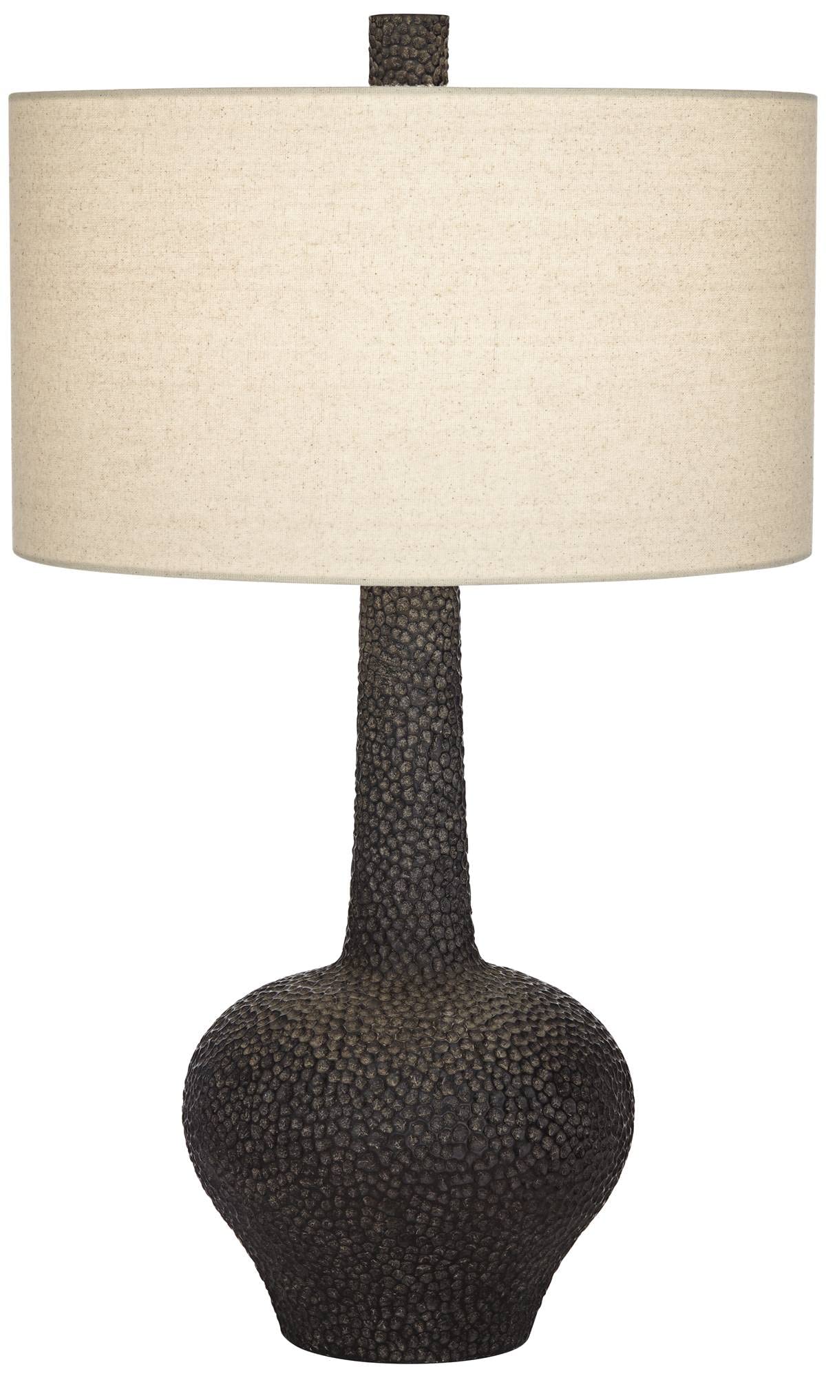 Black Modern Table Lamp, 27" Tall Black Pebbled Pattern